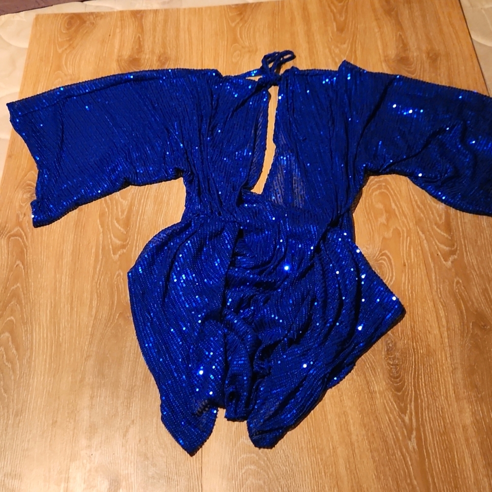Blue, sparkly see through dress / Medium Size